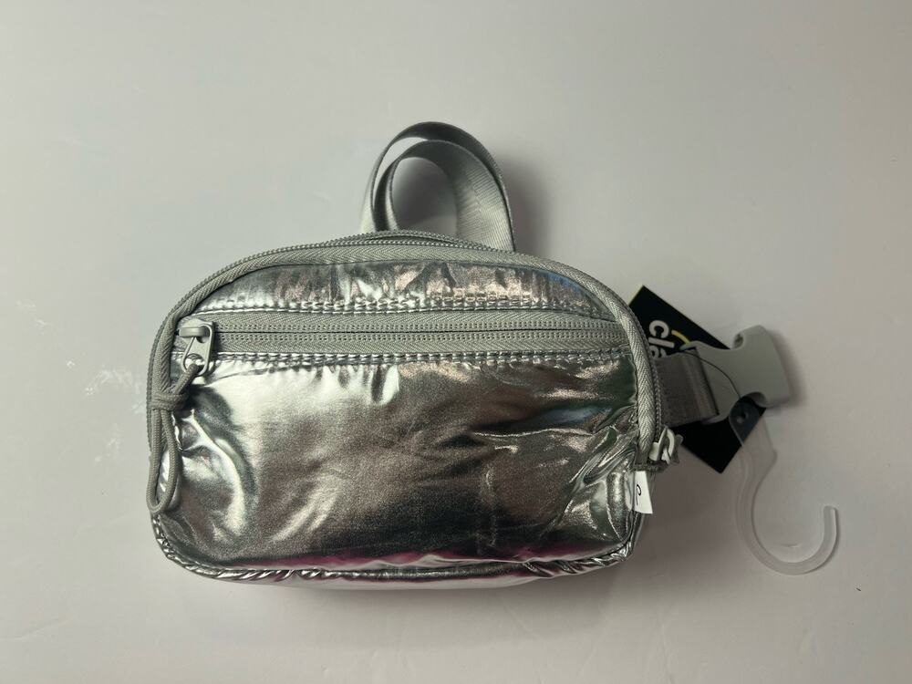 Art Class Metallic Silver Belt Bag Puffer Fanny Pack NWT